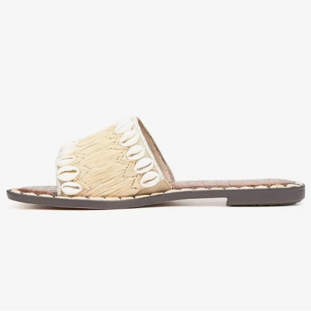 Sam Edelman Gale Shell Slide Sandal in Natural Ivory Size 7.5 NWOT